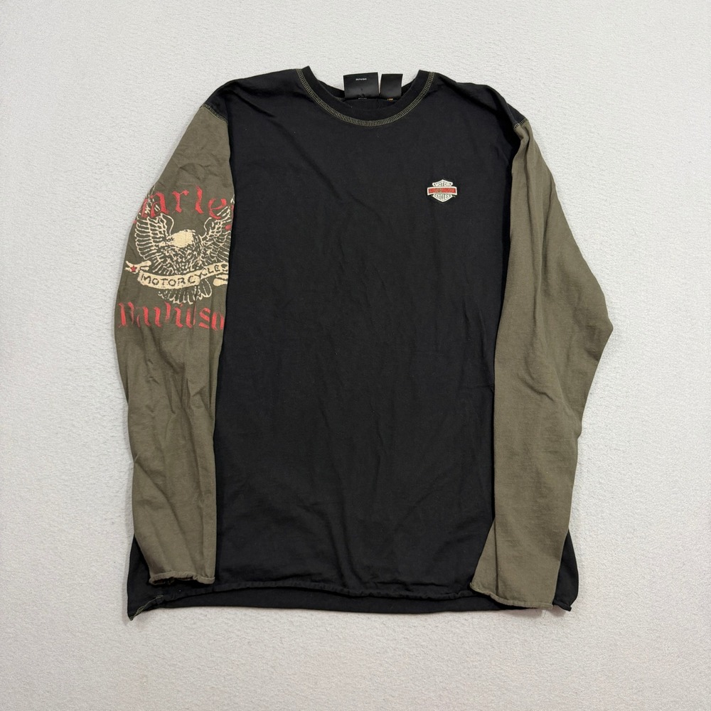 Harley Davidson Long Sleeve Mens XL Black An American Legend Eagle Graphic Tee